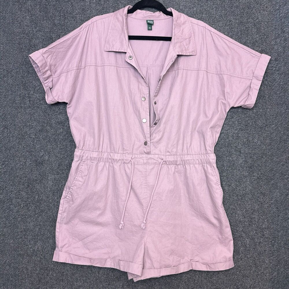 Wild Fable Womens Purple Romper XXL Short Sleeve Collared Snap Urban Utility